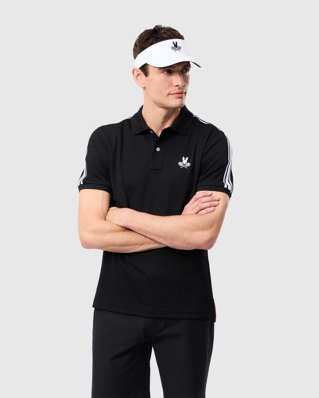 Polos Psycho Bunny Courtside Sport Polo Noir Homme | YCR-44065911